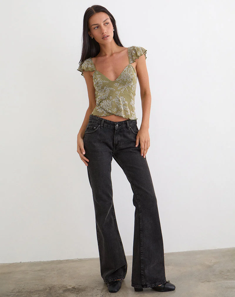 Karaji Top in Moosblüte Olive - Image 4