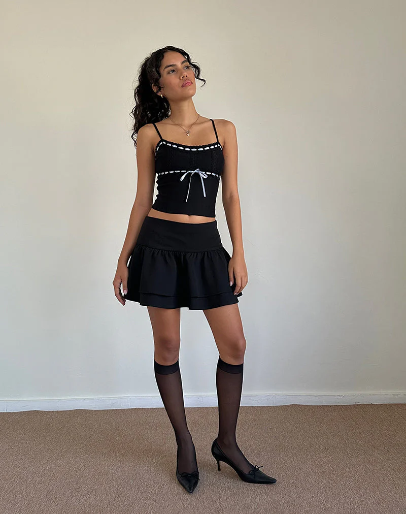 Karda Cami Top in Schwarz mit kontrastierendem Band - Image 2
