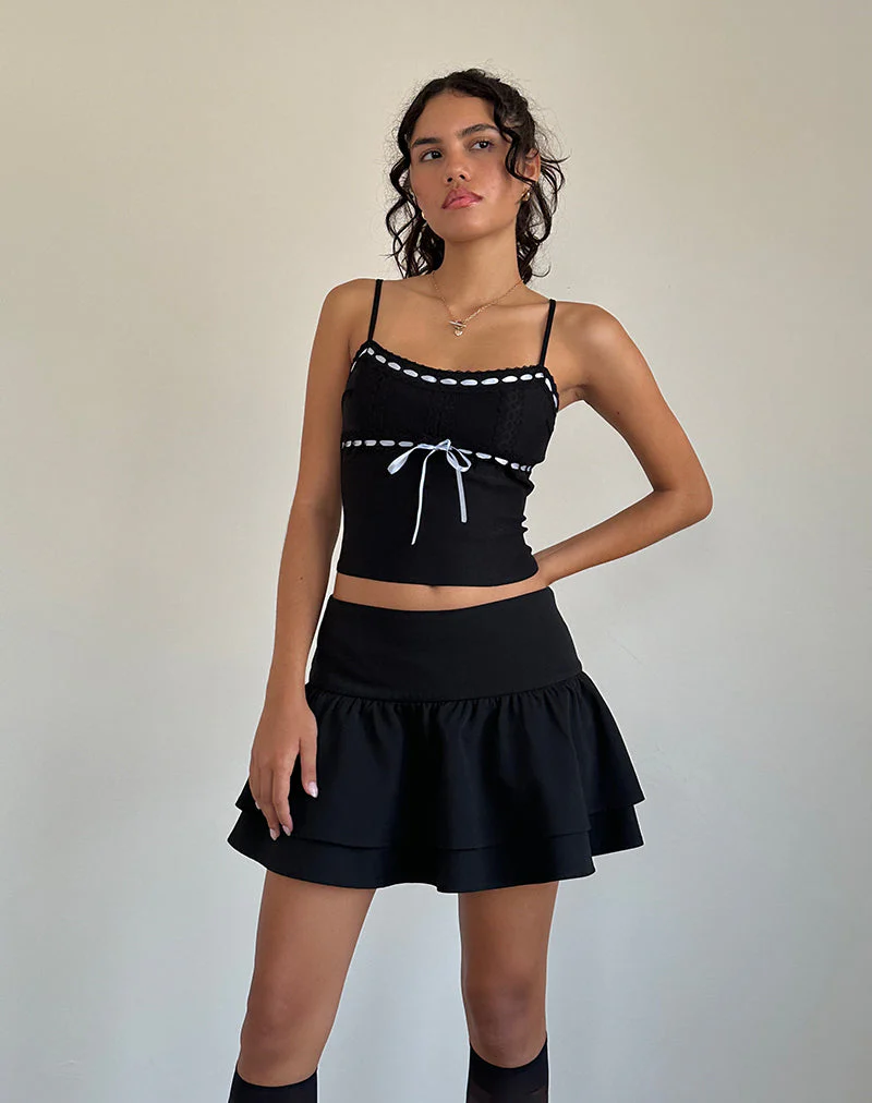 Karda Cami Top in Schwarz mit kontrastierendem Band - Image 3