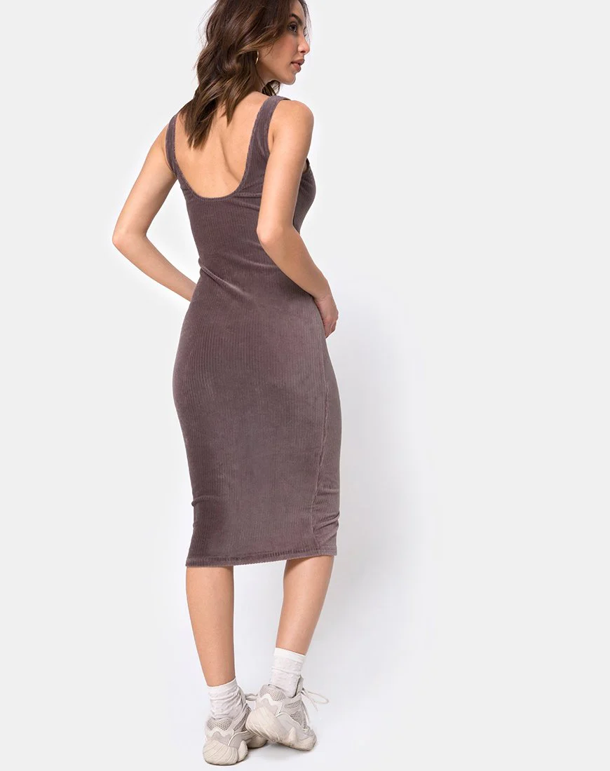 Kardie Bodycon-Kleid aus Mokka-Samt-Rippe - Image 2