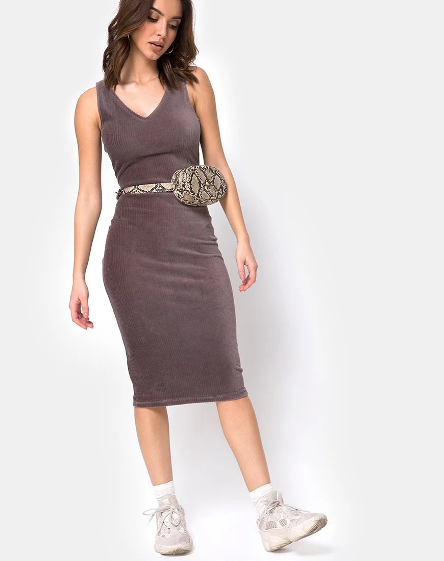 Kardie Bodycon-Kleid aus Mokka-Samt-Rippe - Image 3