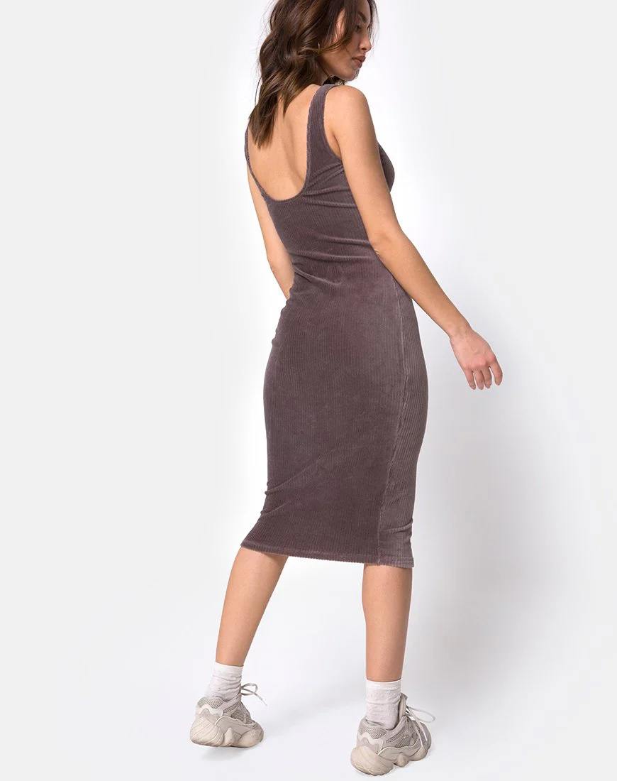 Kardie Bodycon-Kleid aus Mokka-Samt-Rippe - Image 4