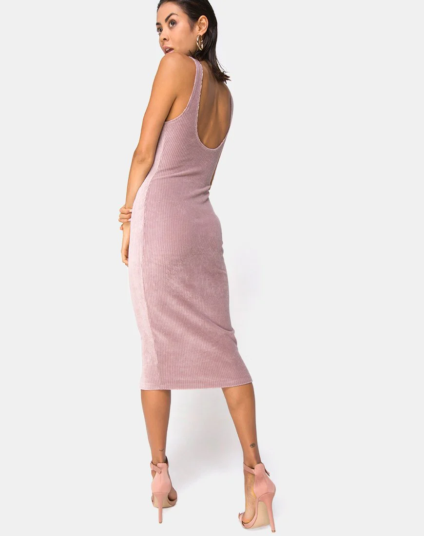 Kardie Midikleid aus Samt in Taupe - Image 2