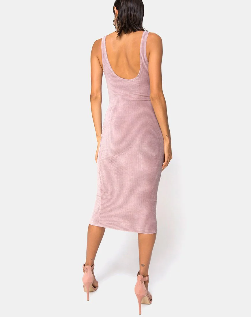 Kardie Midikleid aus Samt in Taupe - Image 4
