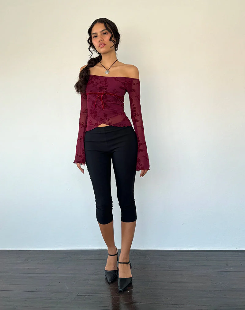 Kareena Top in Botanical Flower Maroon - Image 4