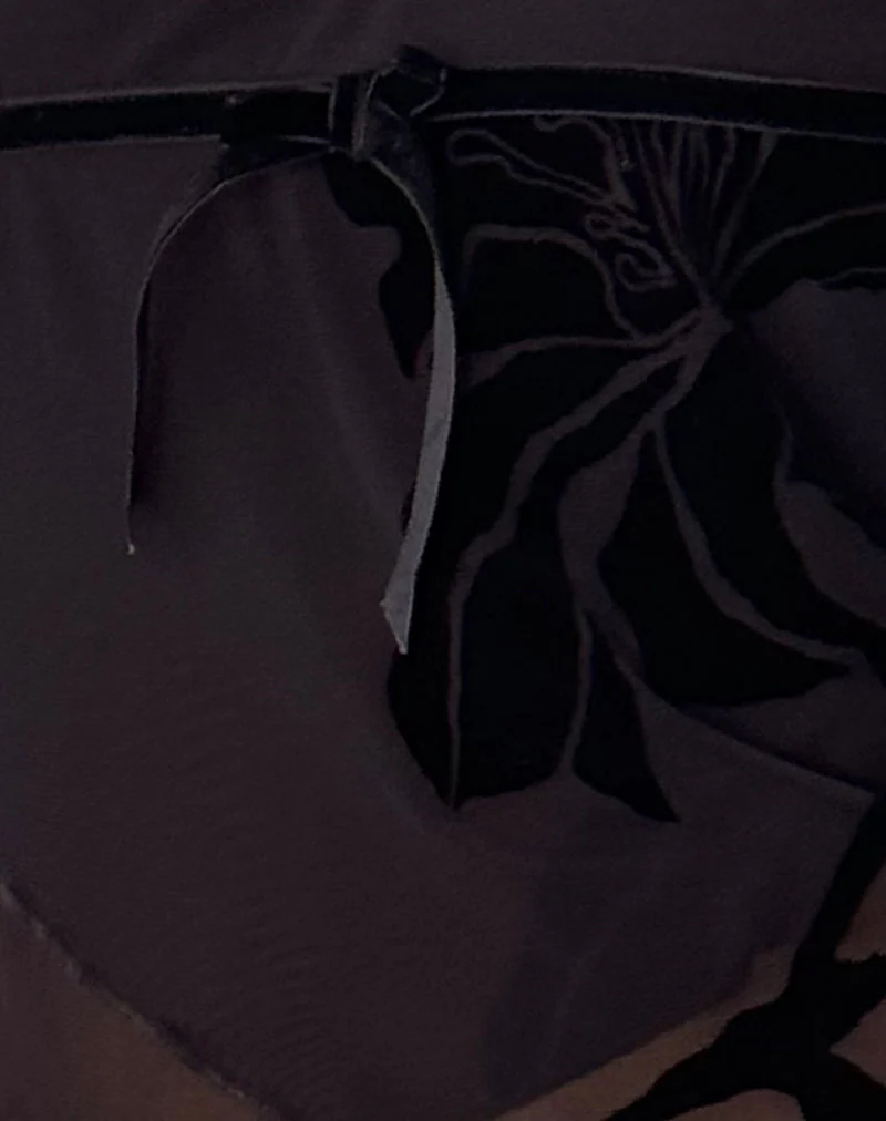 Kareena Langärmeliges Bardot-Top aus Orchideenflock Schwarz - Image 6