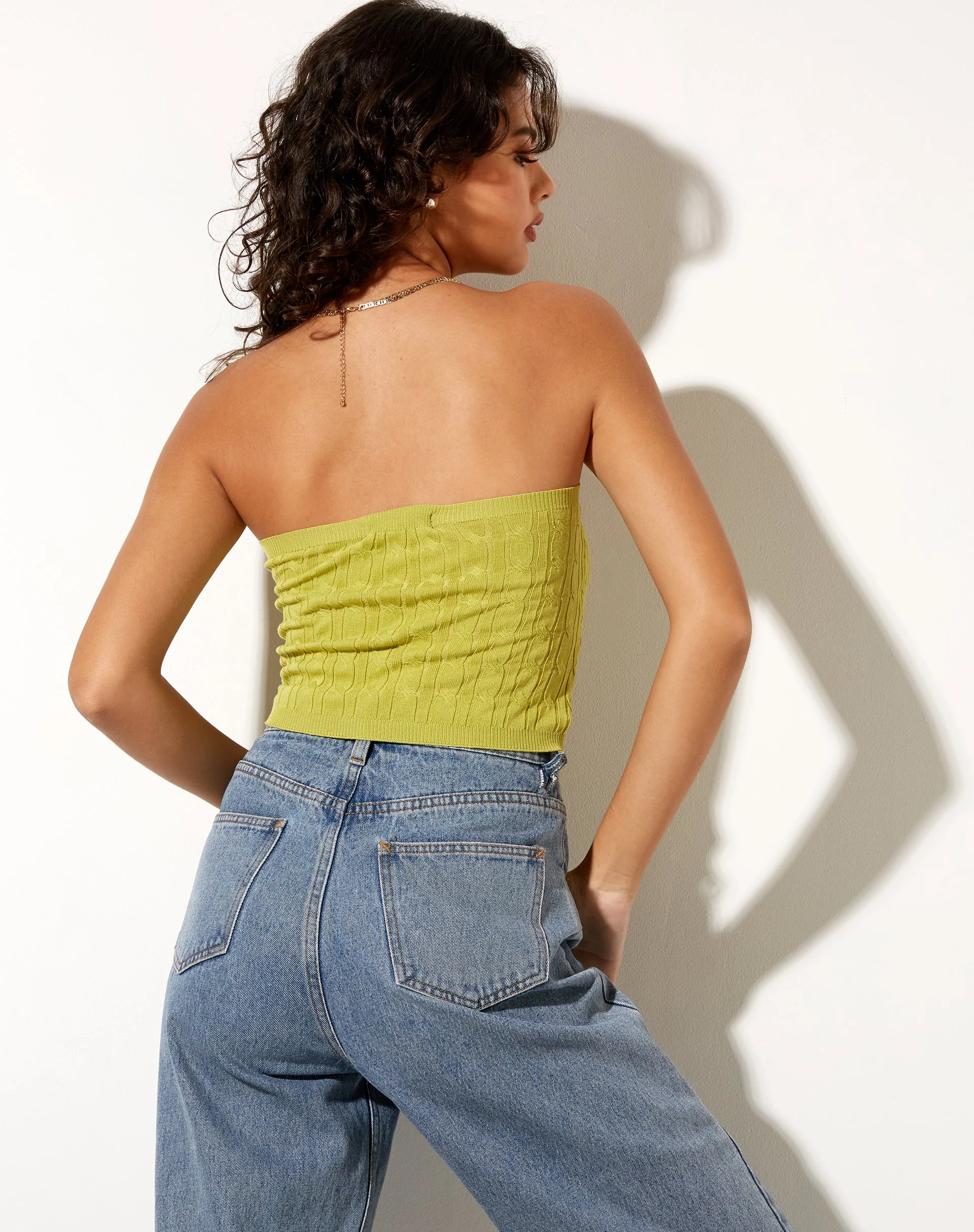 Karen Bandeau-Top in Strick-Olive - Image 3