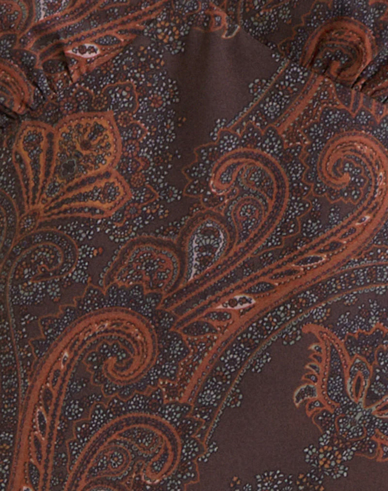 Karilo Langarm-Oberteil aus Chiffon in Royal Paisley Burgundy - Image 6