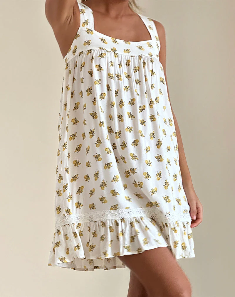 Karina Kleid in Funshine Floral Off White - Image 2
