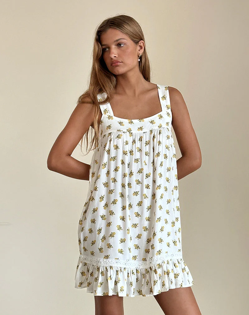Karina Kleid in Funshine Floral Off White - Image 7
