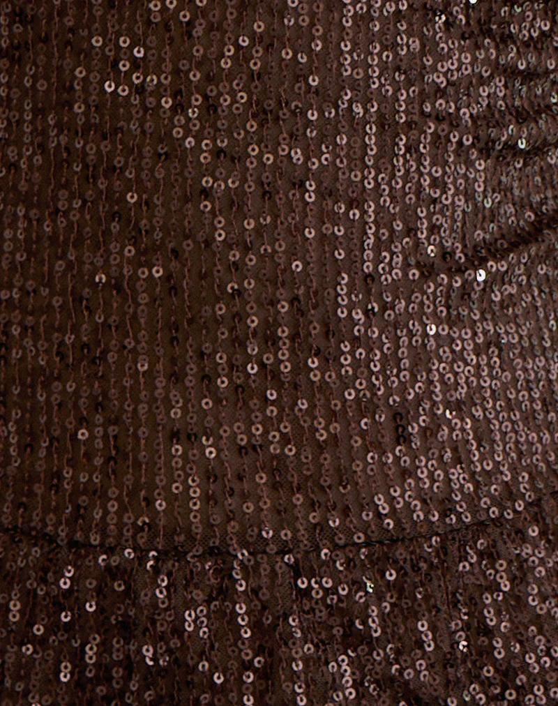 Karka Cami Top in Drape Pailletten Braun - Image 8