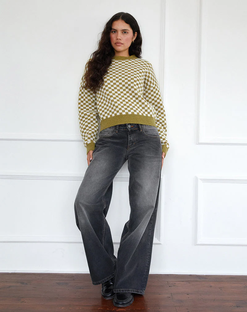 Karu Pullover in Karo Grün - Image 2