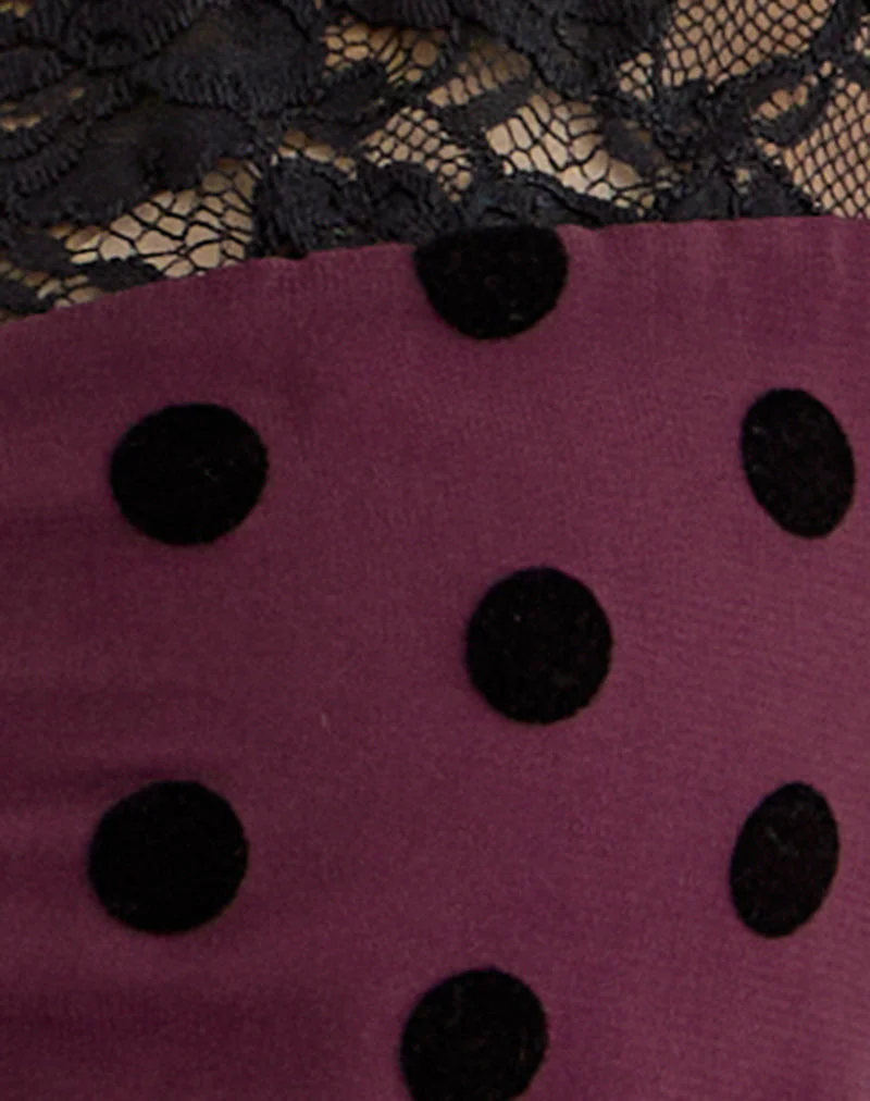 Kasia V-Ausschnitt-Oberteil in Vintage Polka Maroon - Image 5