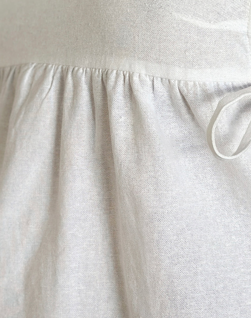 Kawase Krawatten-Minikleid aus Leinen Weiß - Image 6
