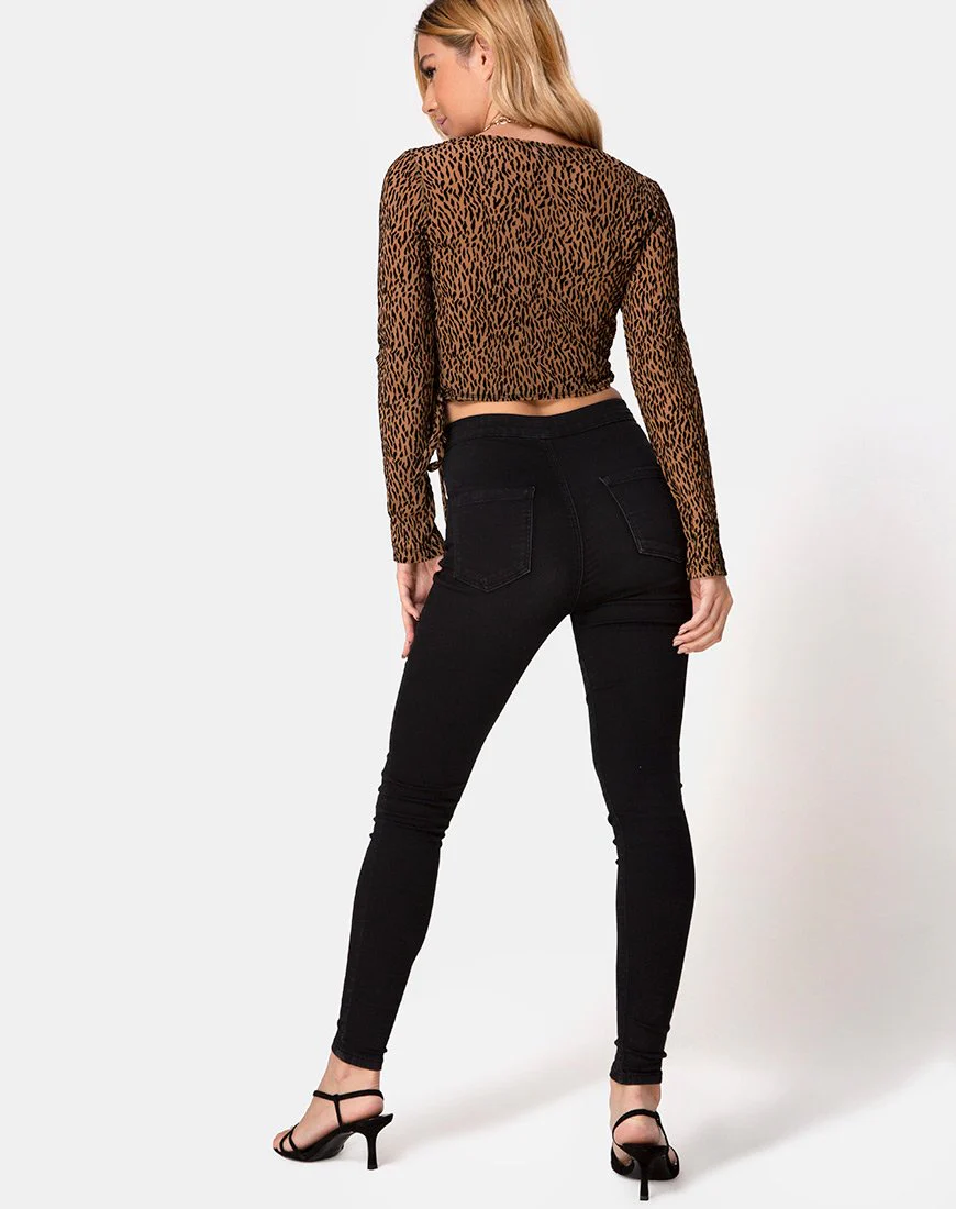 Kajak Wrap Top in Tierflock Tan Netz - Image 4