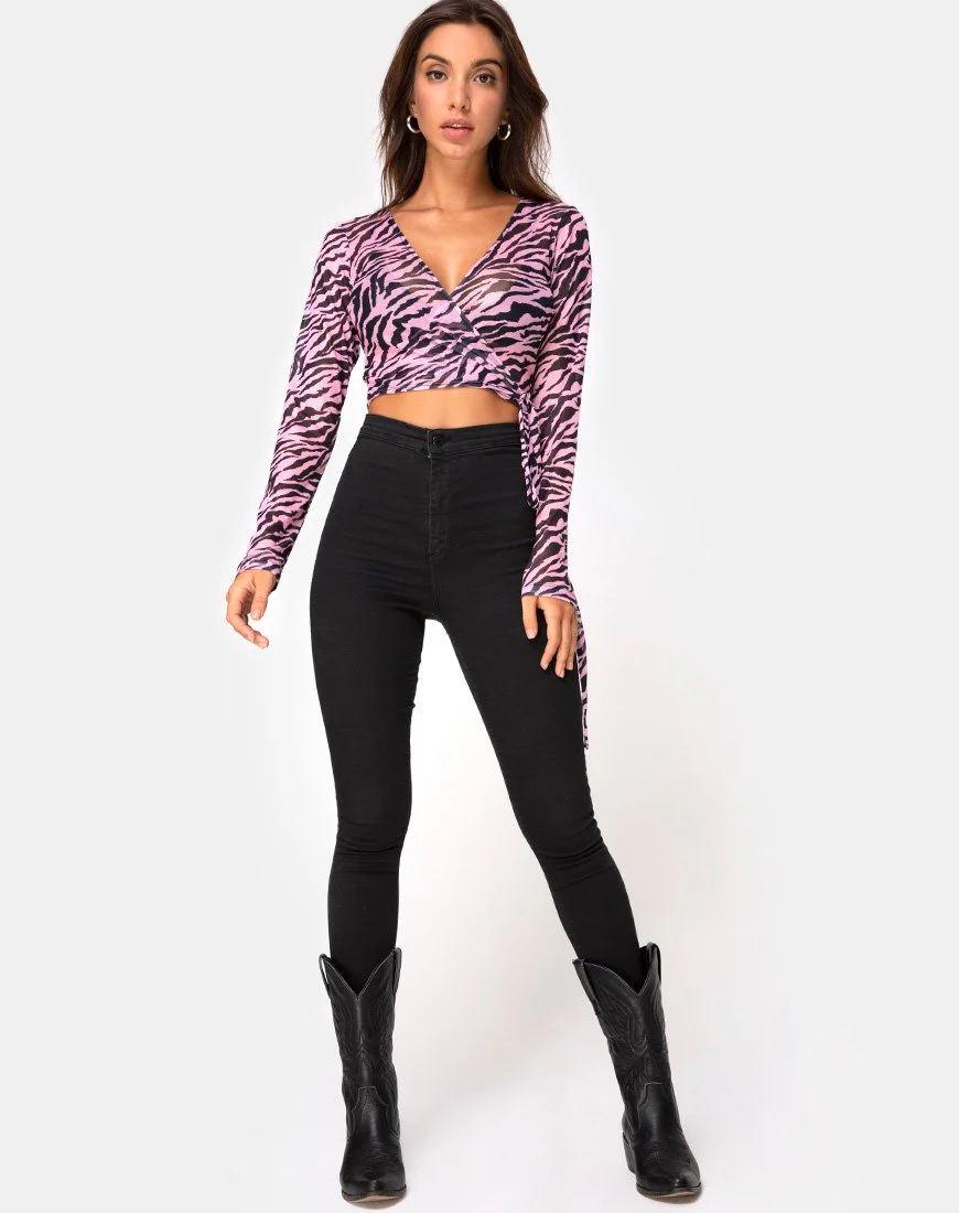 Kajak-Wickeloberteil in Blush Zebra Mesh - Image 3
