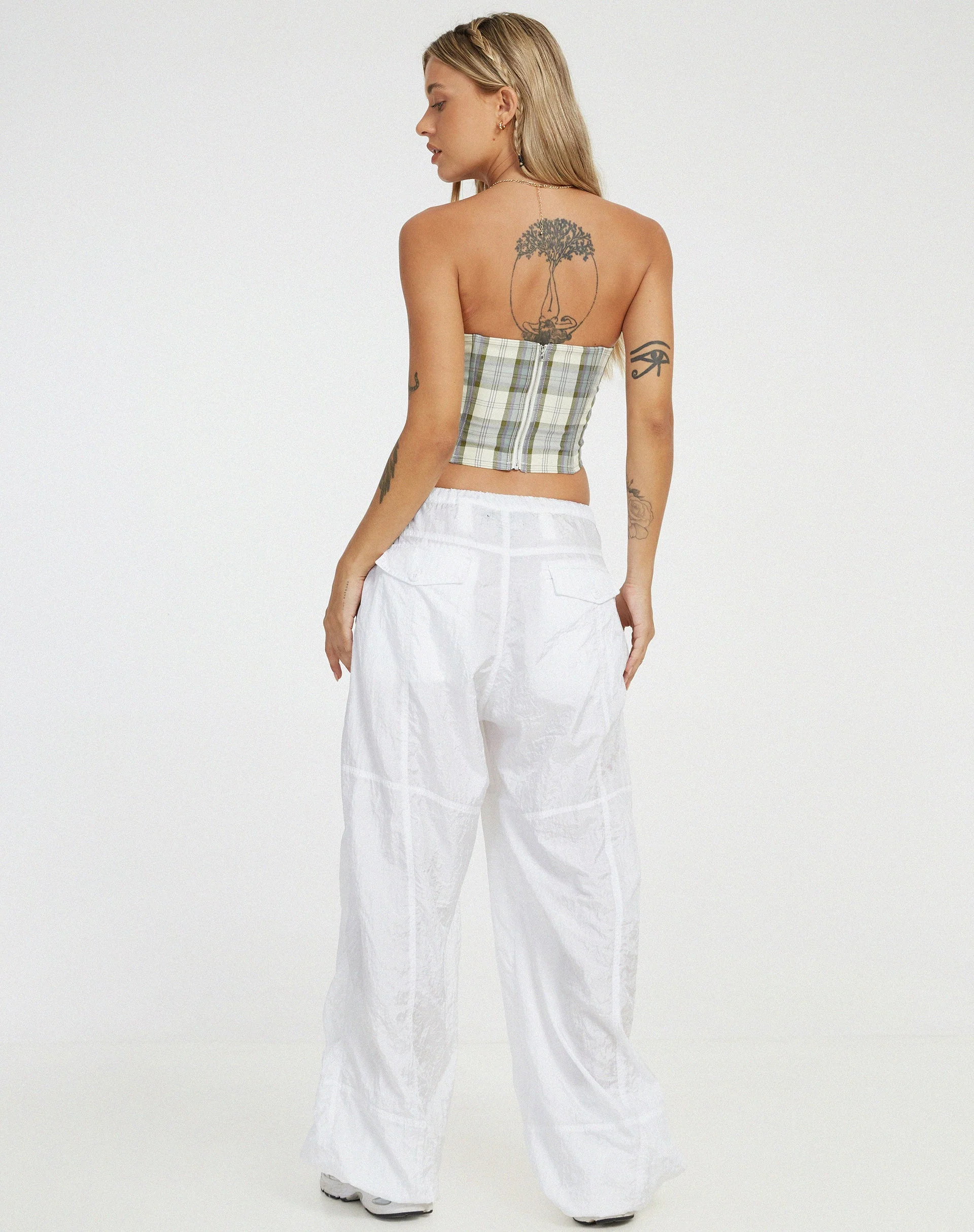 Kayashi Korsett in Karo Grün und Creme - Image 4
