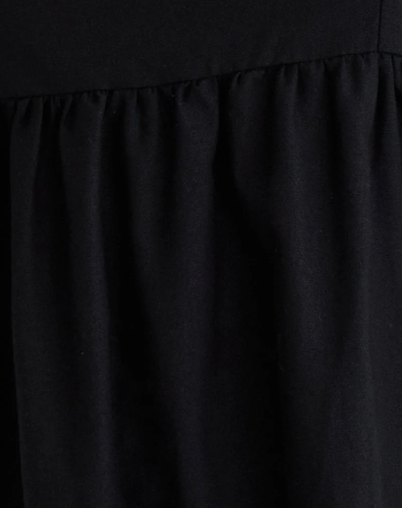 Kayla Minikleid mit quadratischem Ausschnitt aus Leinen Schwarz - Image 6