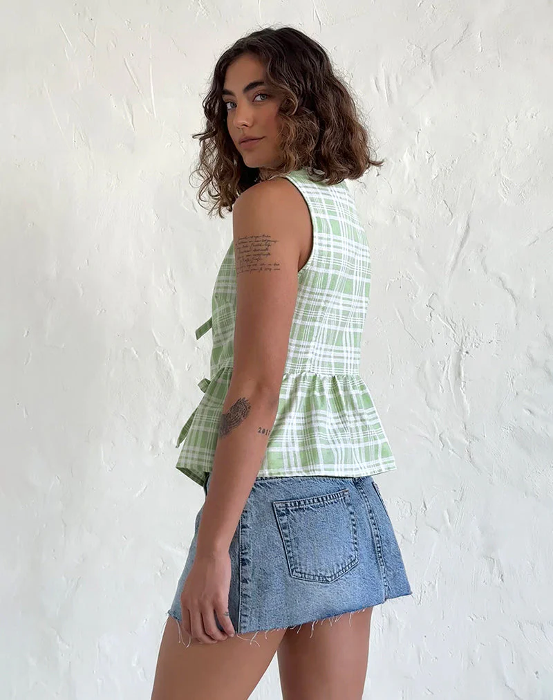 Kayvata Tie Front Top in Tischtuch Neo Mint - Image 5