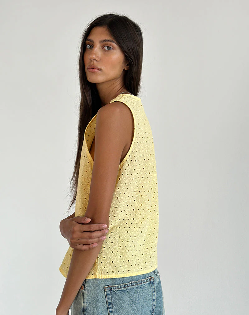 Kayve Krawatten-Top in Broderie Gelb - Image 3