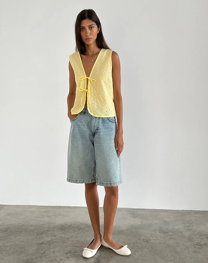 Kayve Krawatten-Top in Broderie Gelb - Image 5