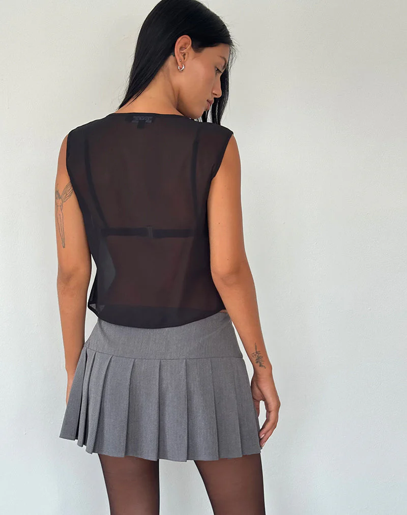 Kayve Tie Front Top aus Chiffon Schwarz - Image 5