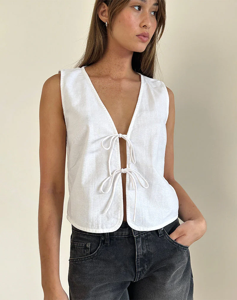 Kayve Krawatten-Top in Off White - Image 2