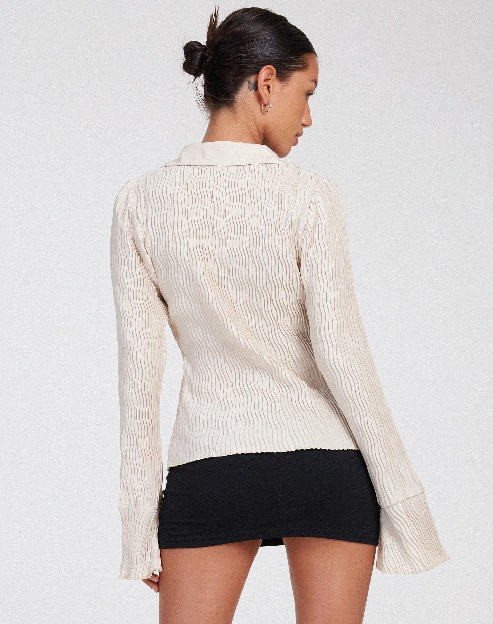 Keani Hemd in Crinkle Beige - Image 2