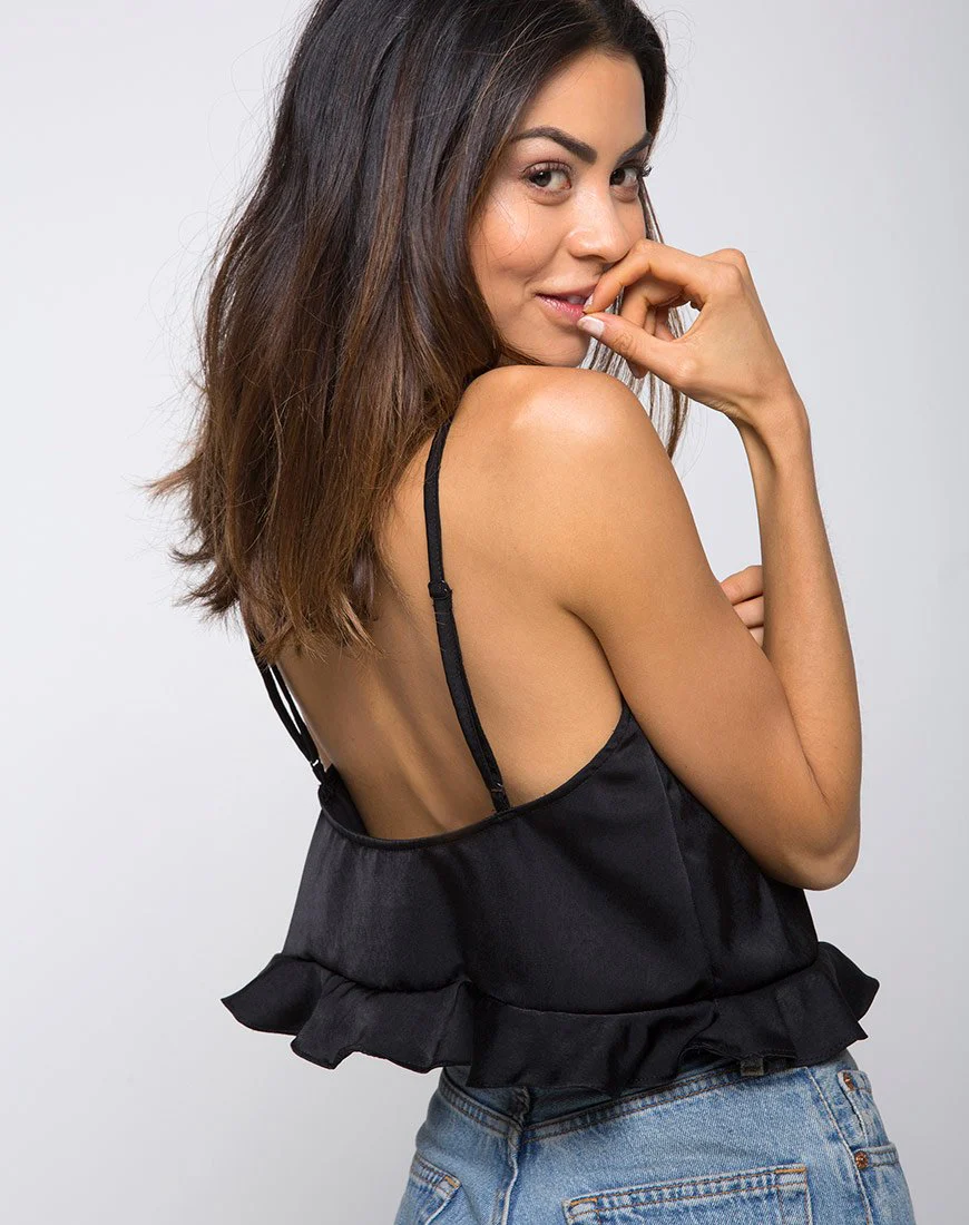 Kelay Cami Top in Satin Schwarz - Image 2