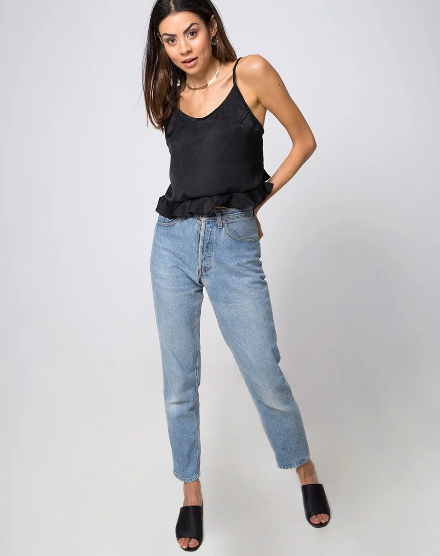 Kelay Cami Top in Satin Schwarz - Image 3