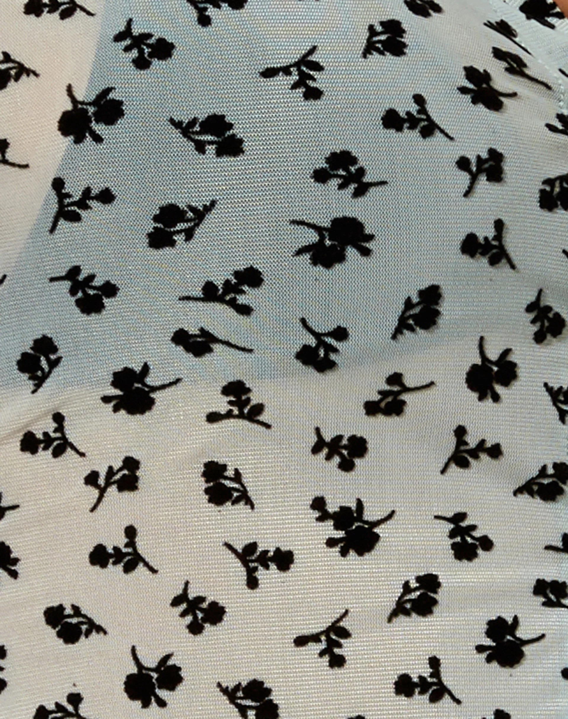 Kella Hemd in Salbei Blütenknospen Schwarz Flock - Image 5