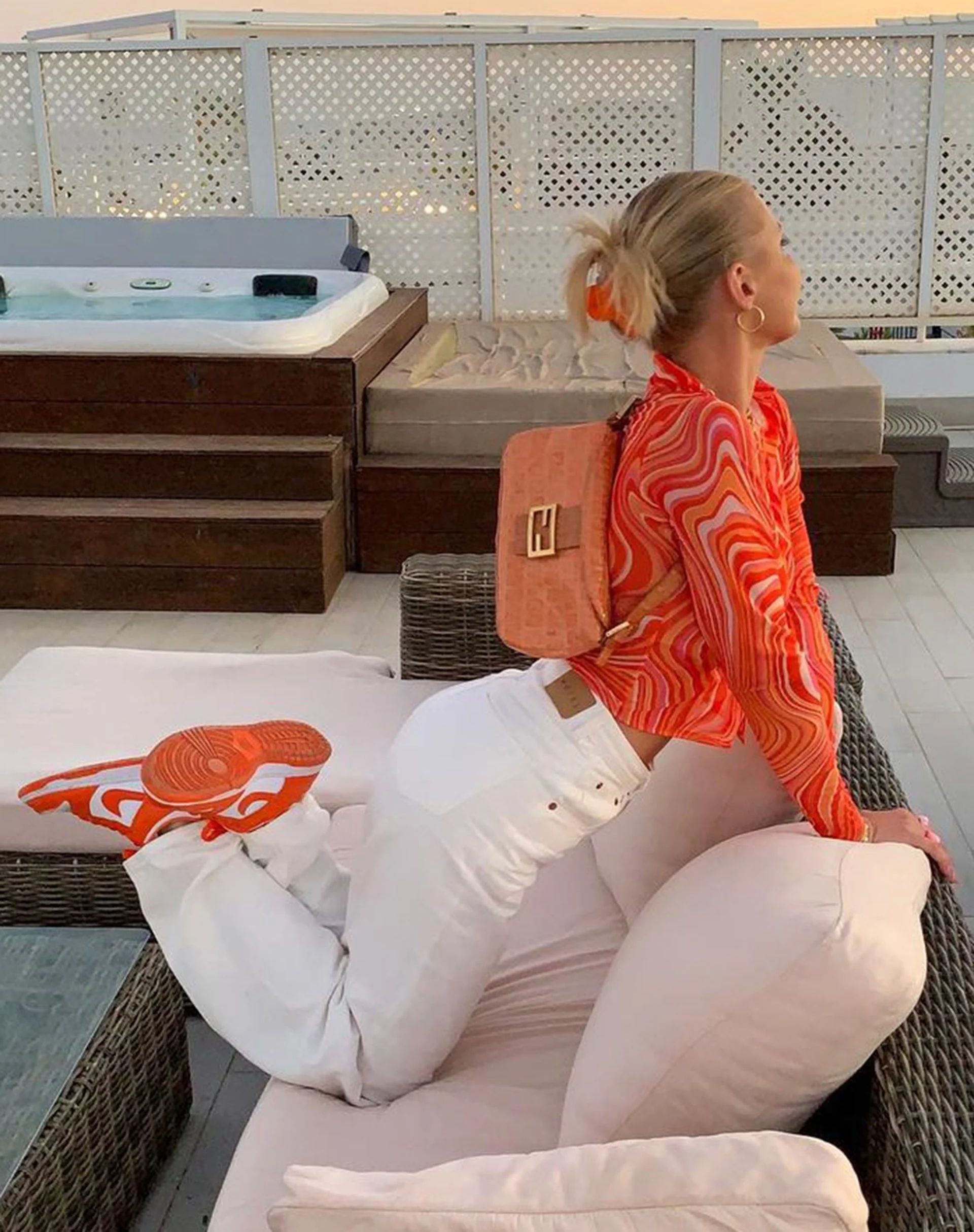 Kelly Shirt in 70er Jahre Ripple Tangerine - Image 3
