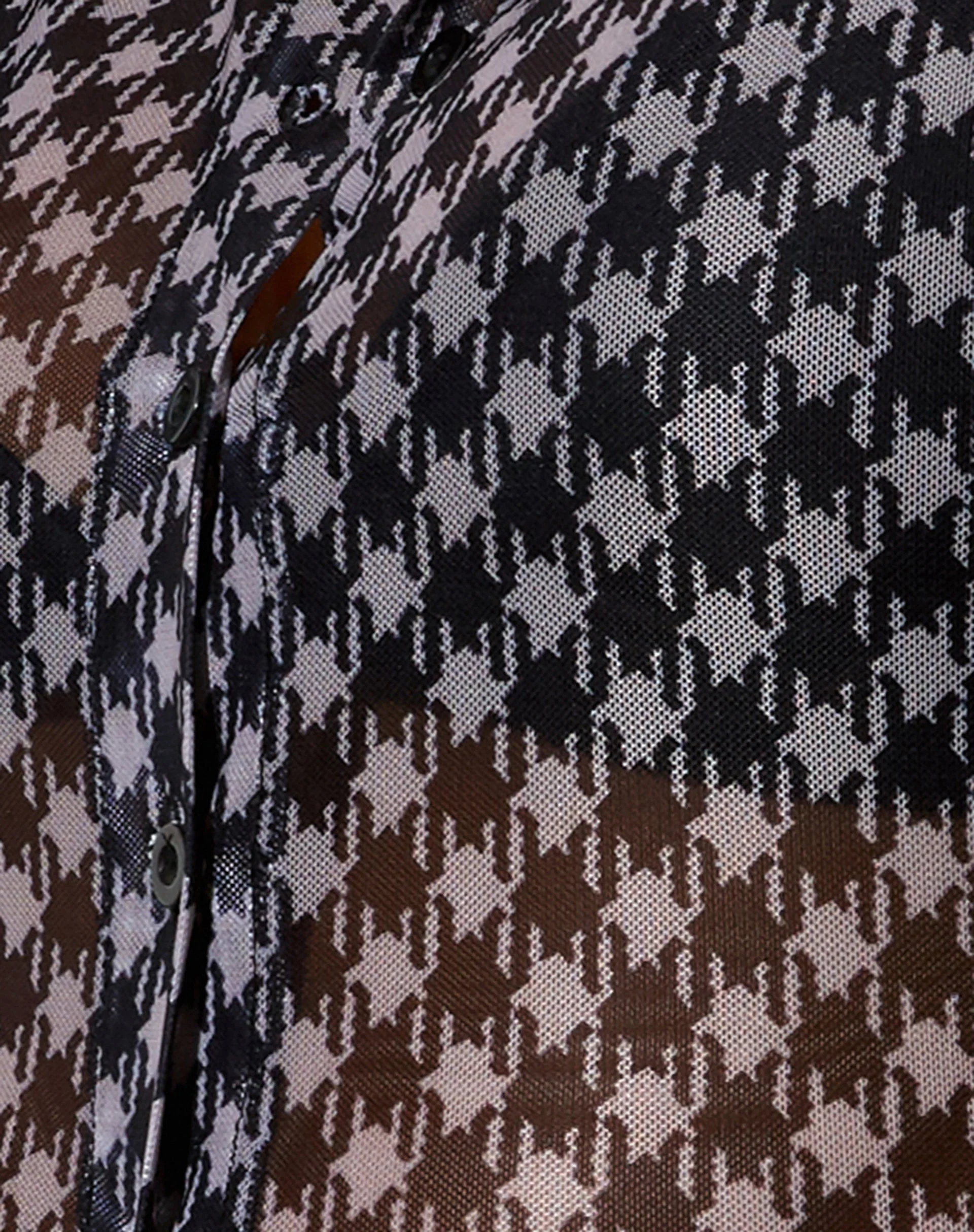 Kelly Shirt in Mesh Diagonal Dogtooth Schwarz und Tan - Image 6