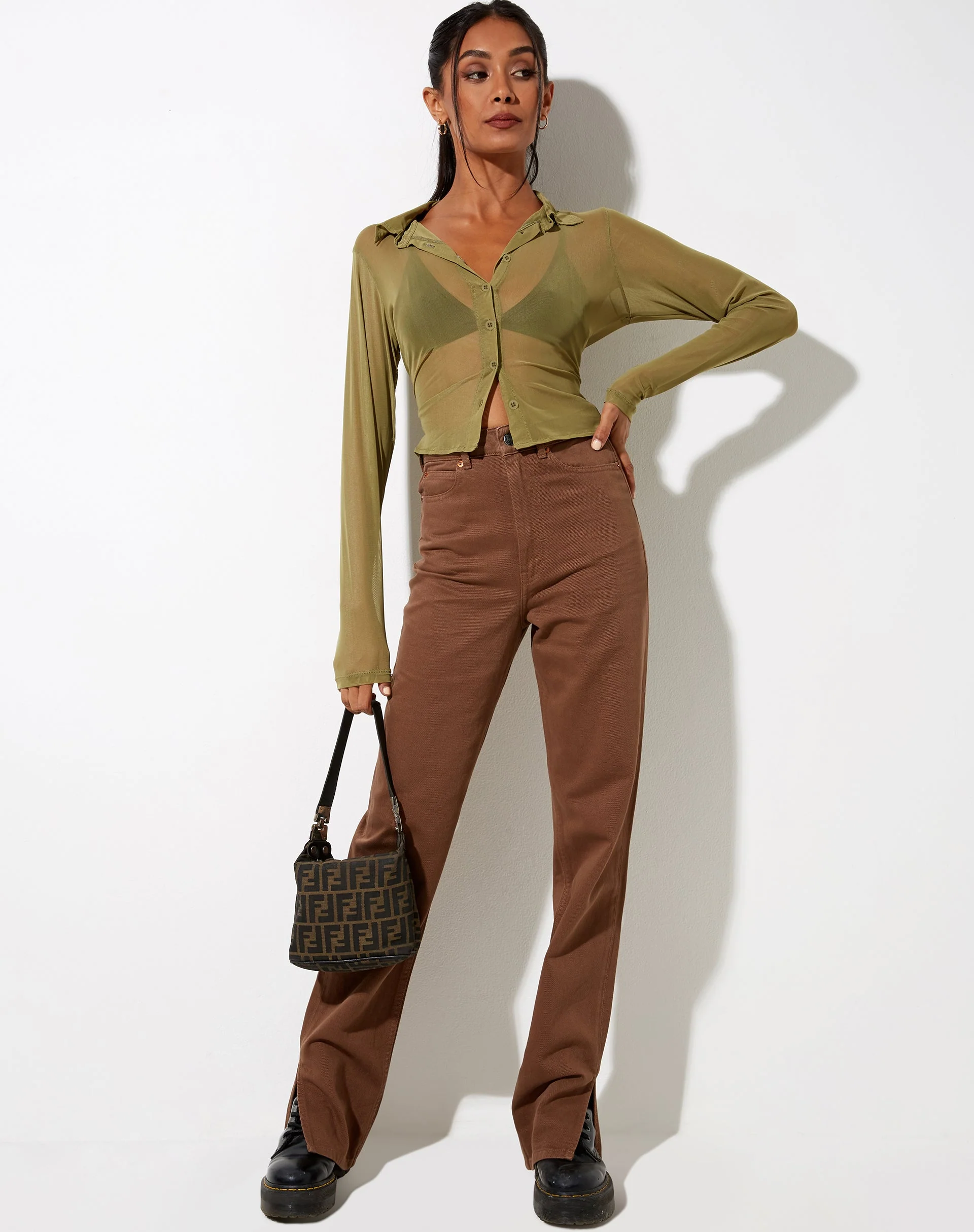 Kelly-Hemd aus Mesh-Olive - Image 4
