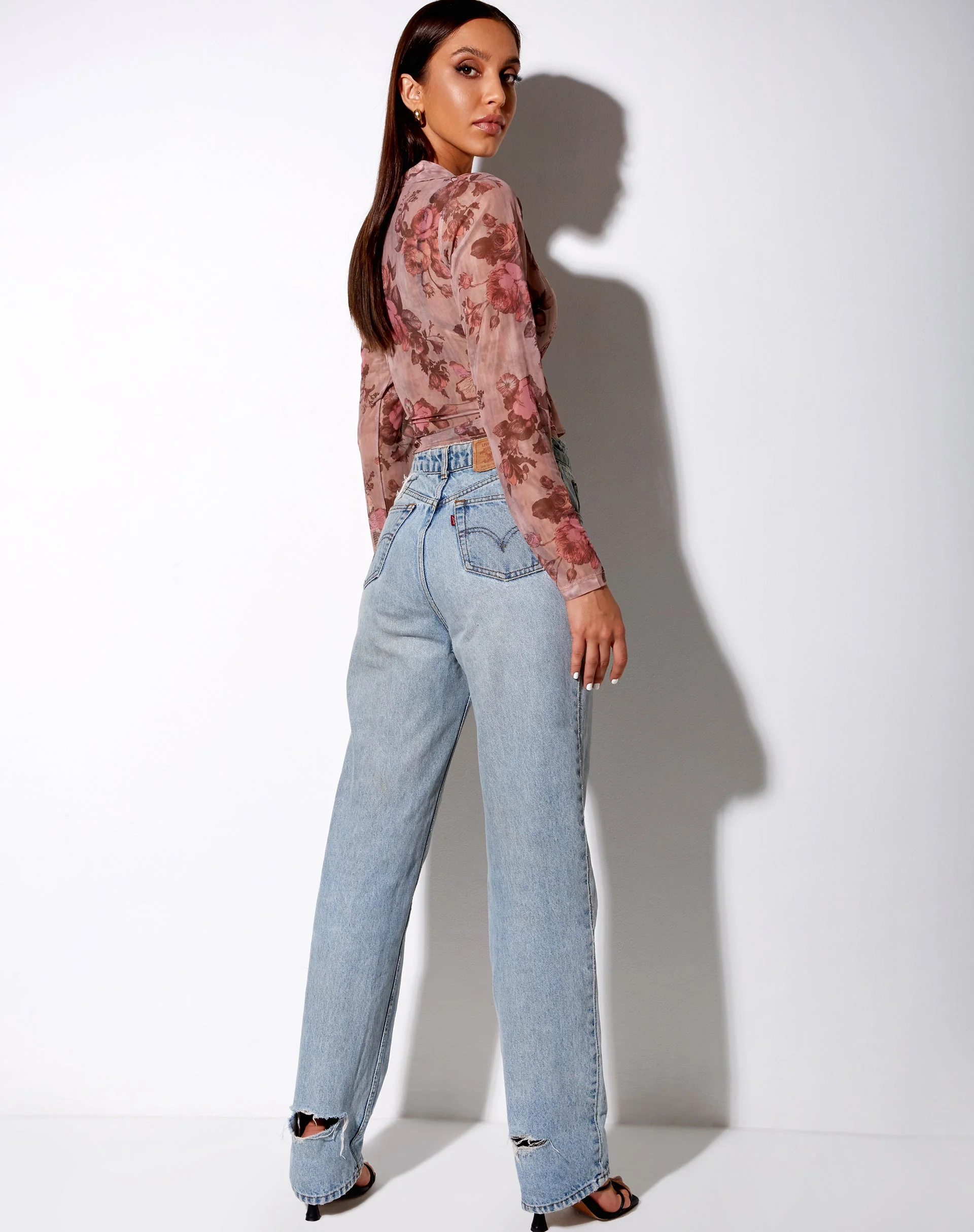Kelly Shirt aus Mesh Peach Bloom - Image 4