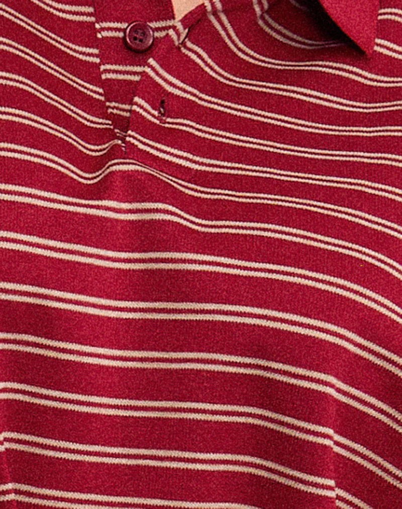 Kemillau Baggy Shirt in Burgund mit weißen Streifen - Image 5