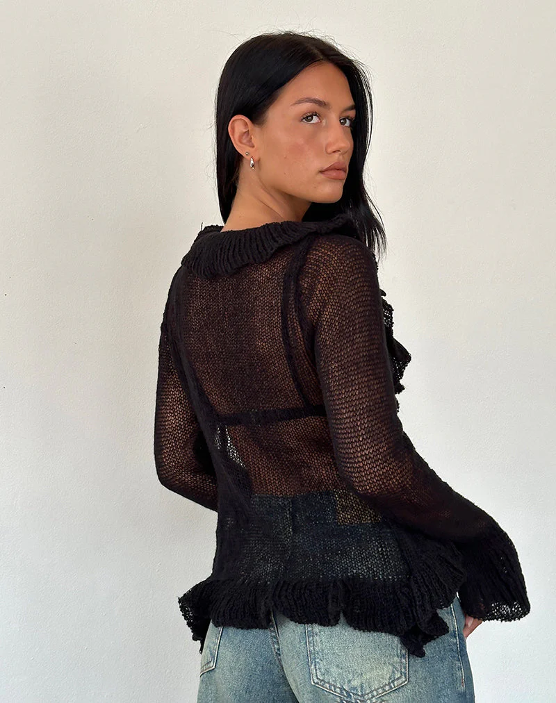 Kendra Ruffle Cardi in Schwarz - Image 5