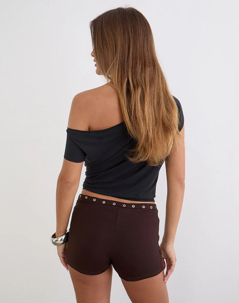 Kento Hot Pant in Bitter Chocolate with Eyelets - Image 6