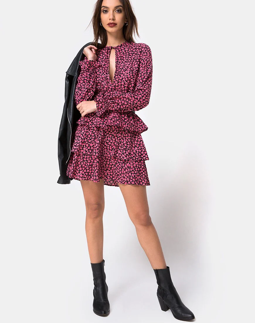 Kepsibelle Kleid in Ditsy Rose Pink - Image 3