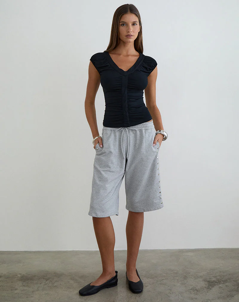 Kether Basketball-Shorts mit Nieten in Grau meliert - Image 3
