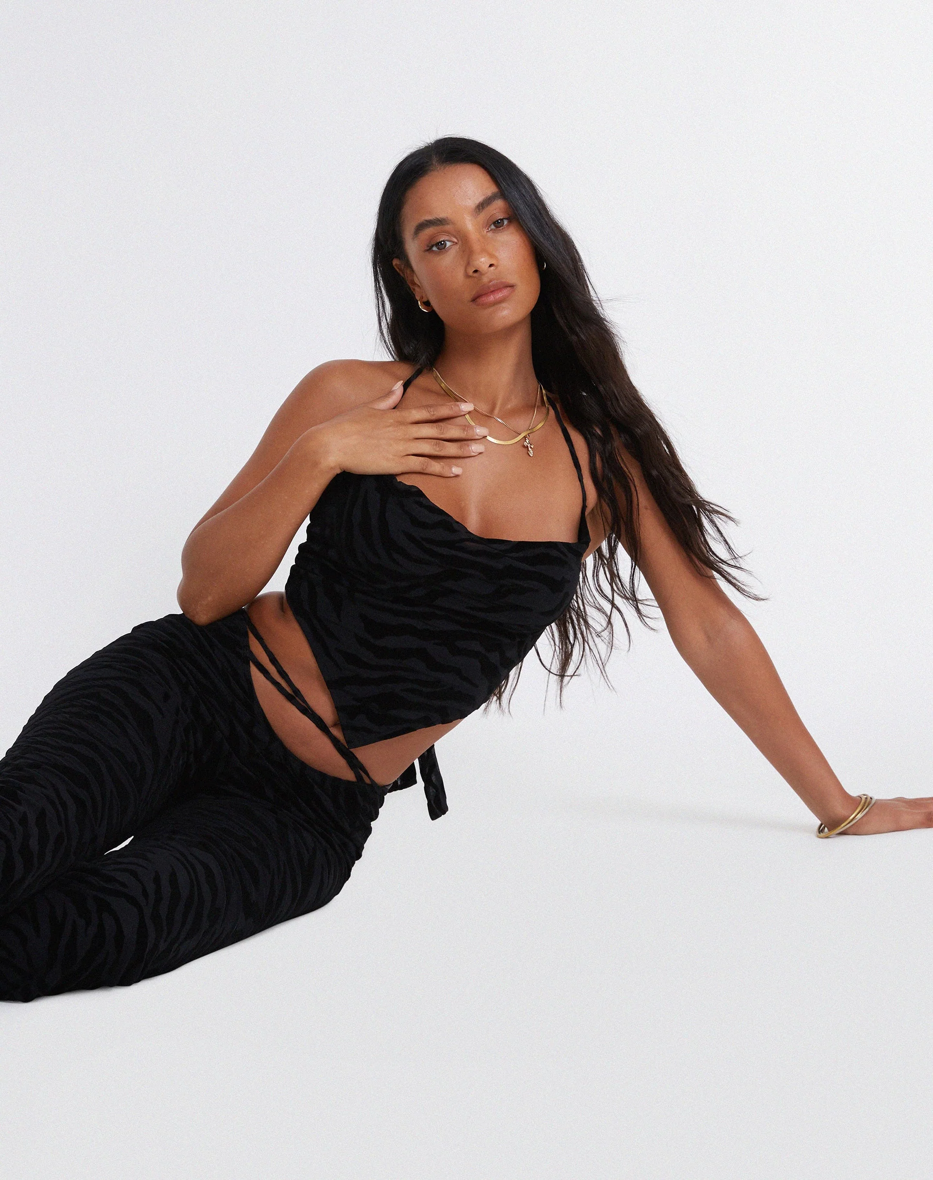 Ketia Crop Top in Zebraflocke Schwarz