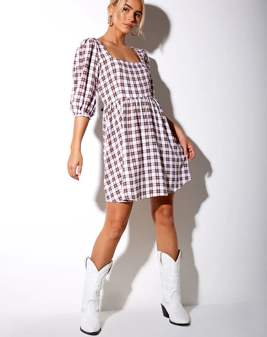 Kezie Kleid in Checkmate Braun - Image 3
