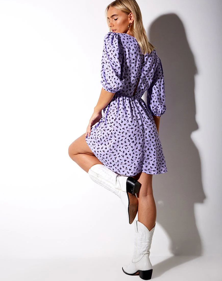 Kezie Babydoll Kleid in Dainty Daisy Flieder - Image 4