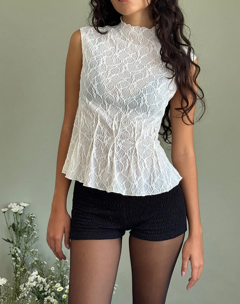 Kimbra Ärmelloses Oberteil in Crinkle Ivory
