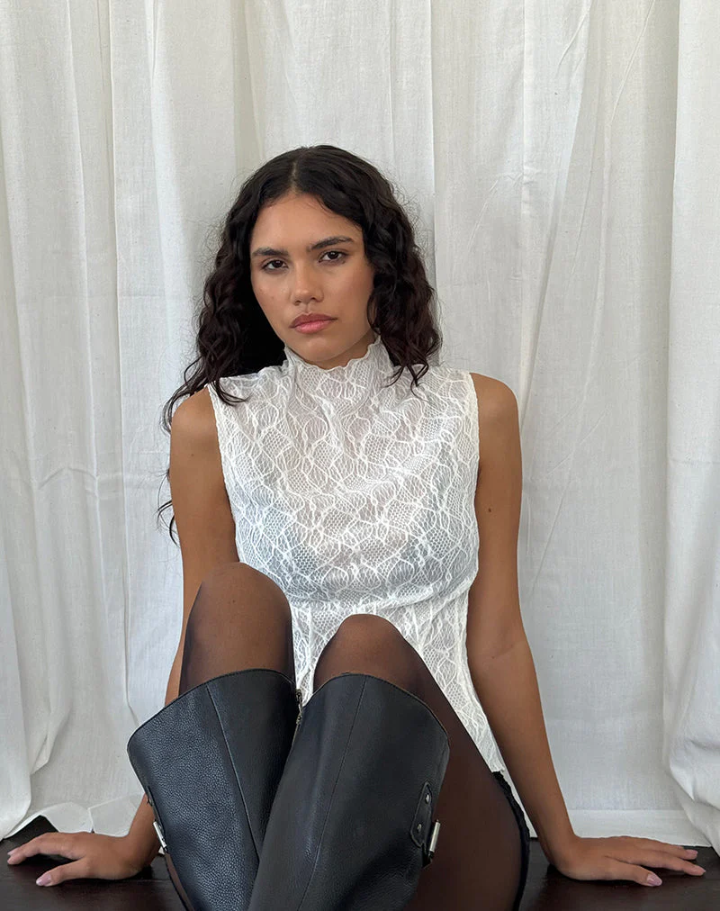 Kimbra Ärmelloses Oberteil in Crinkle Ivory - Image 4