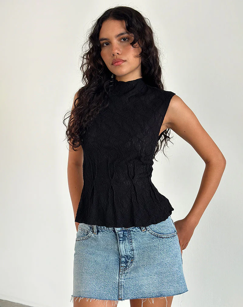 Kimbra Top in Schwarz strukturiert
