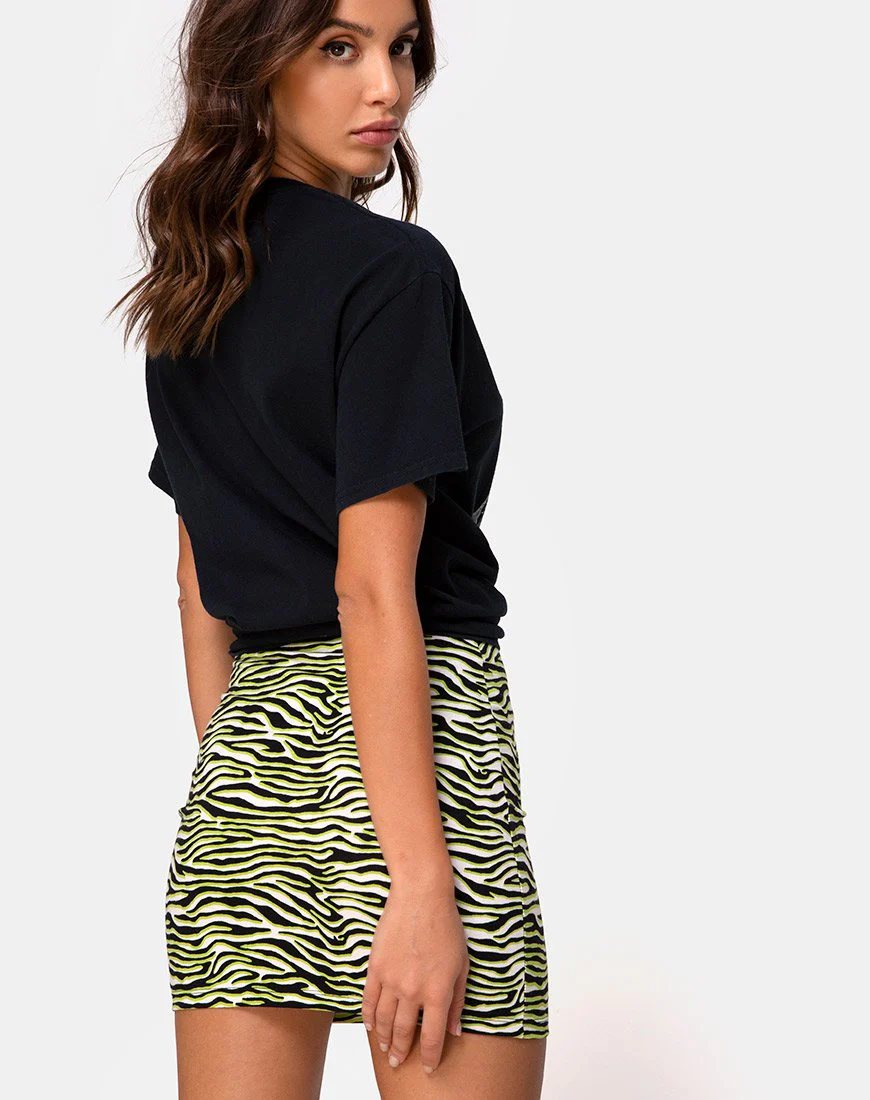 Kimmy Minirock in Zebra Fluro Grün - Image 2