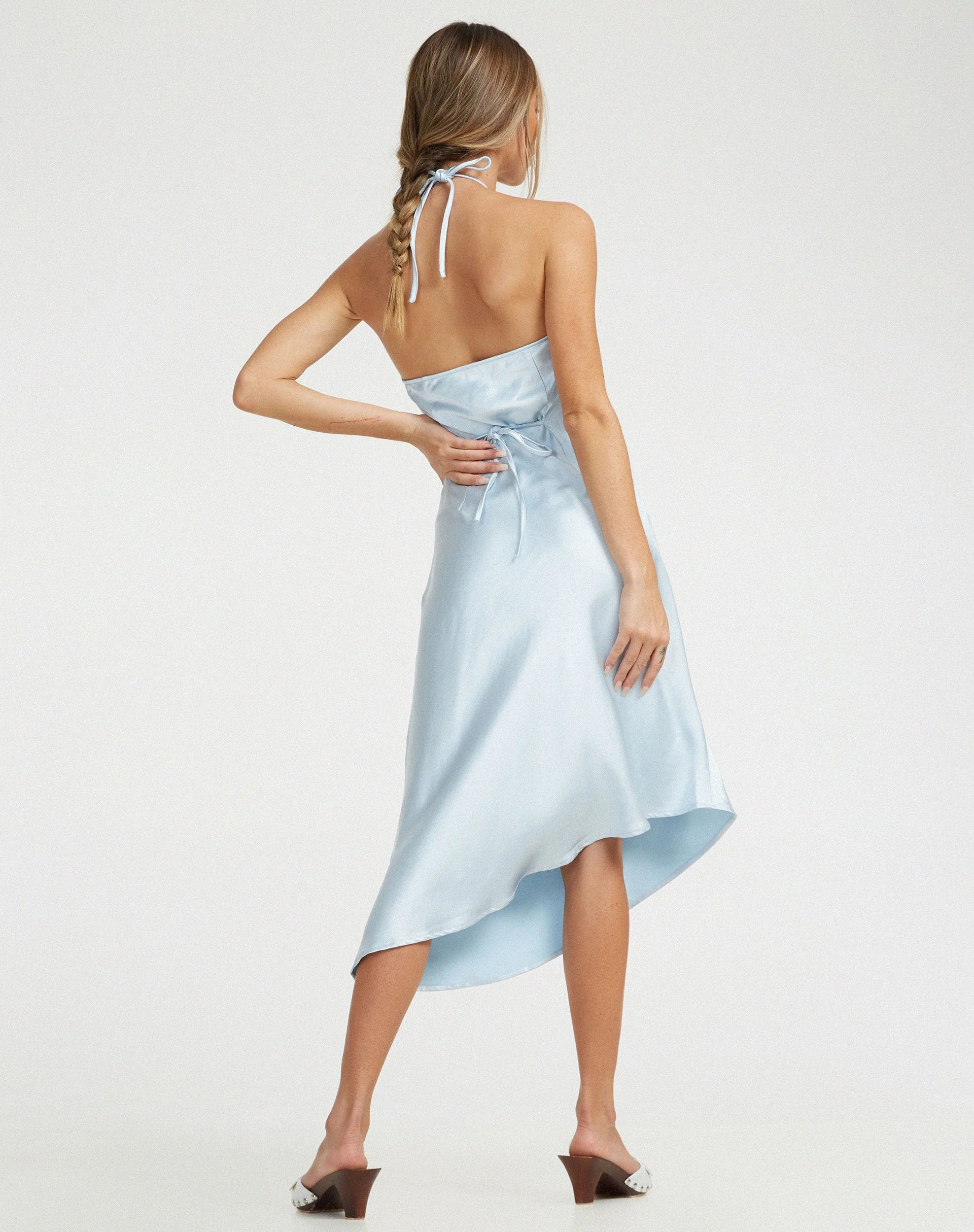 Kimora Midikleid aus Satin Eisblau - Image 2