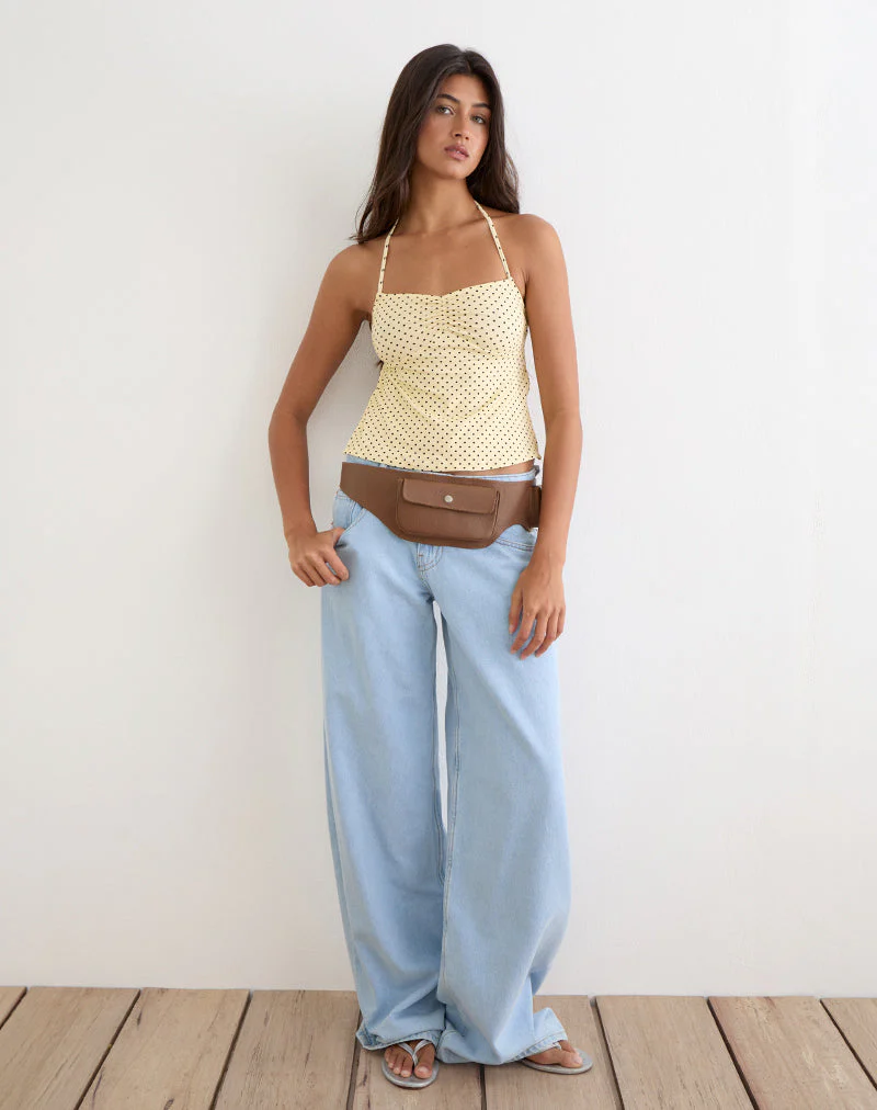 Kindos Halter Top in Butter Yellow with Micro Polka Dots - Image 4