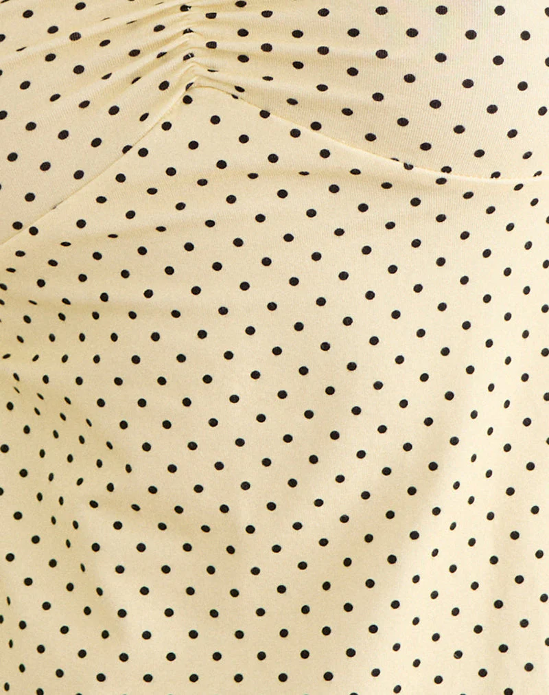 Kindos Halter Top in Butter Yellow with Micro Polka Dots - Image 5